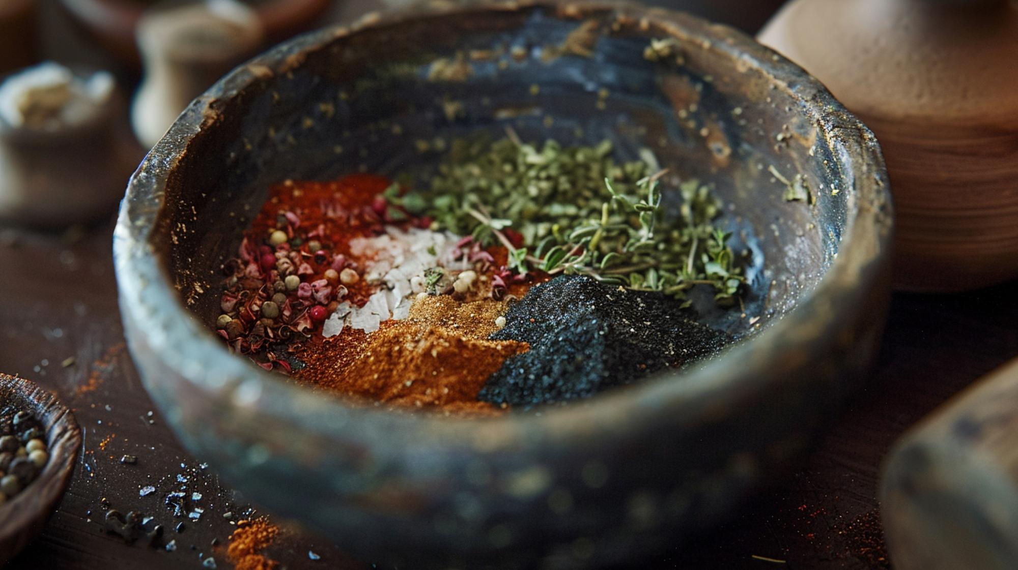 Close up of herbs and spices